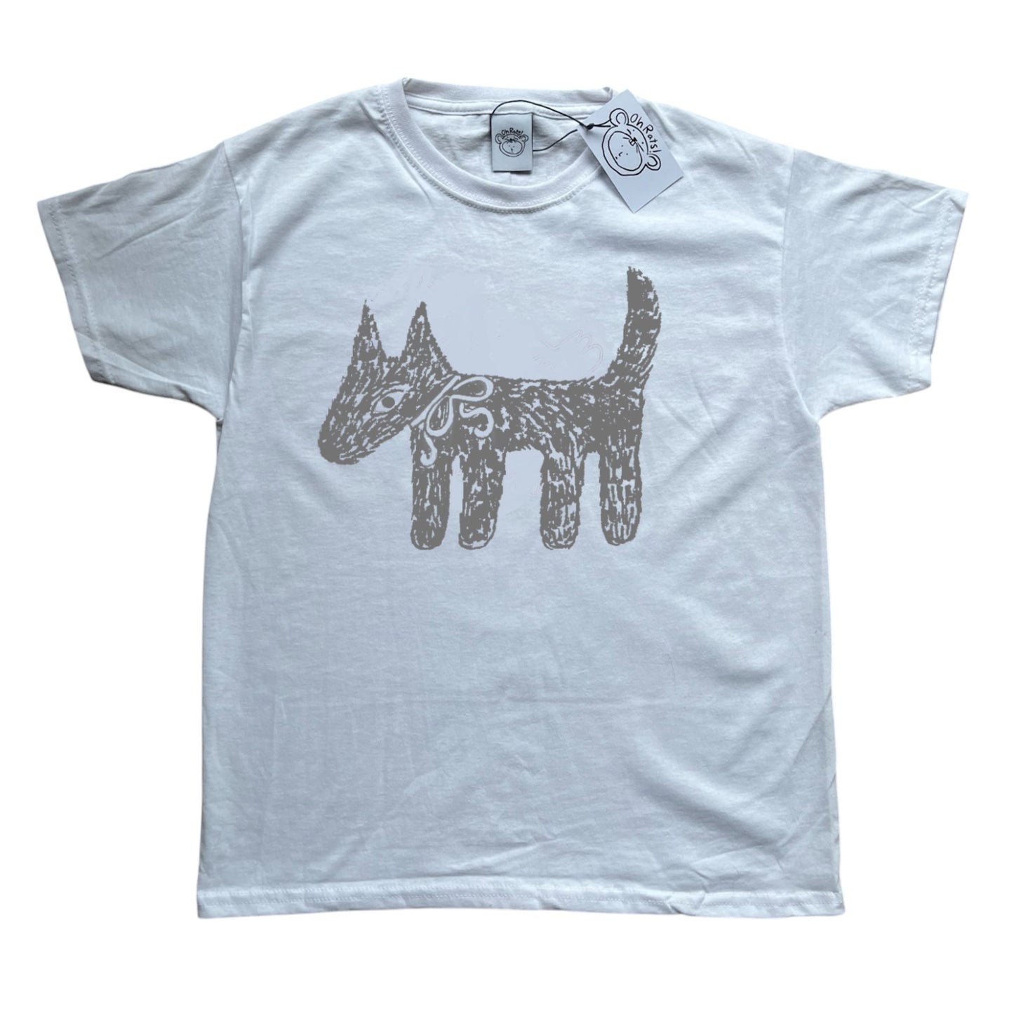 Scruffy dog grey on white Baby Tee