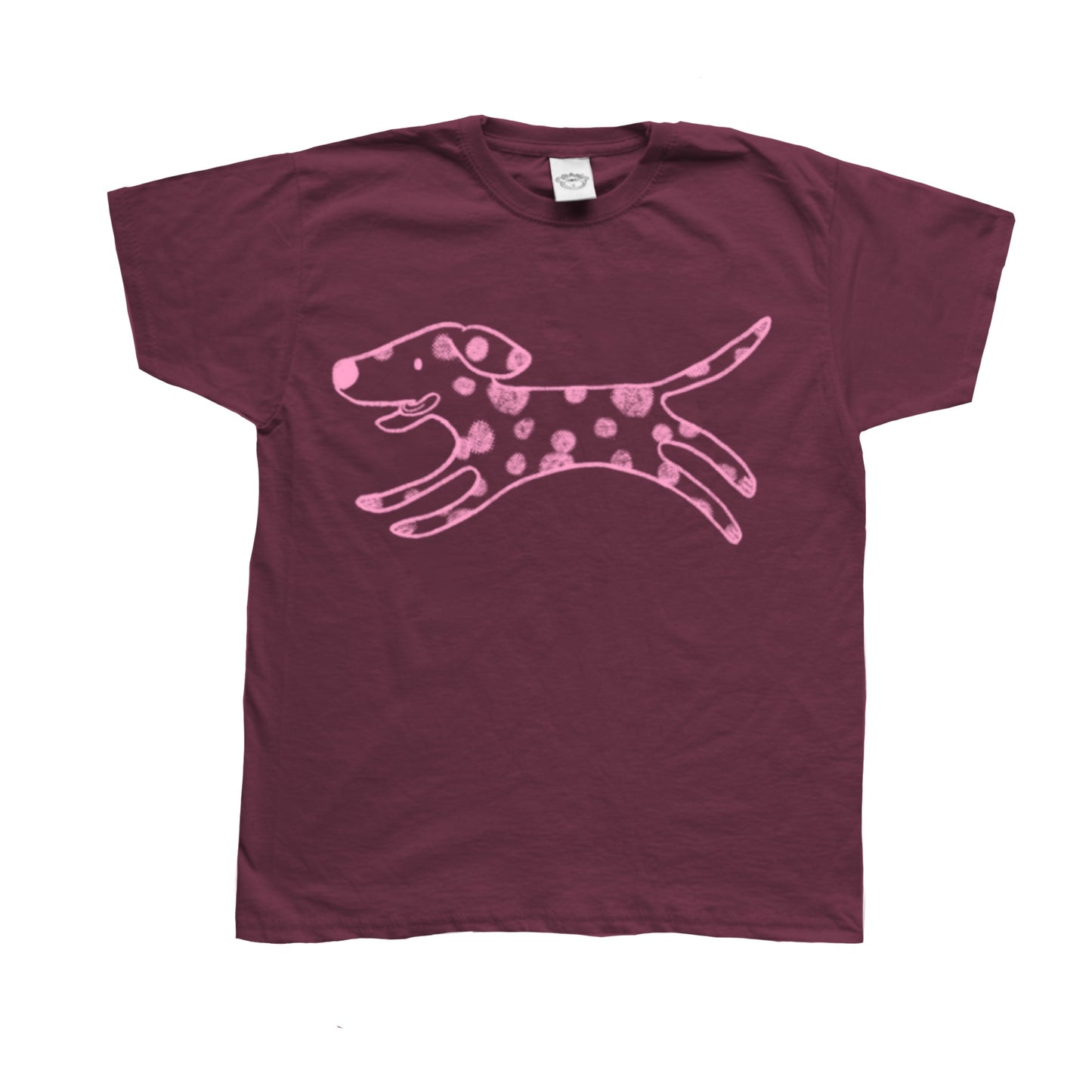 Polka dot dalmatian pink on burgundy Tee