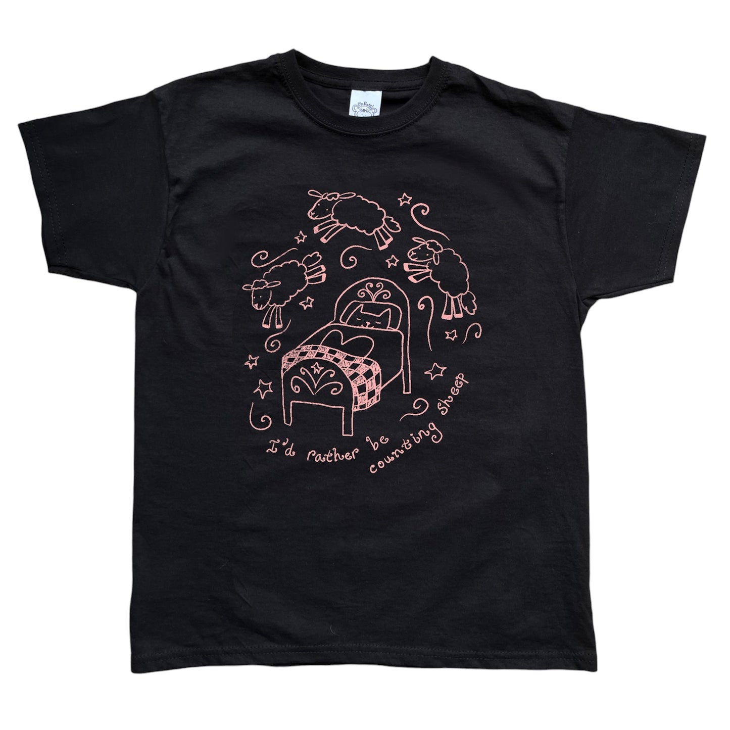 ‘I'd rather be counting sheep' Pink on Black Baby Tee