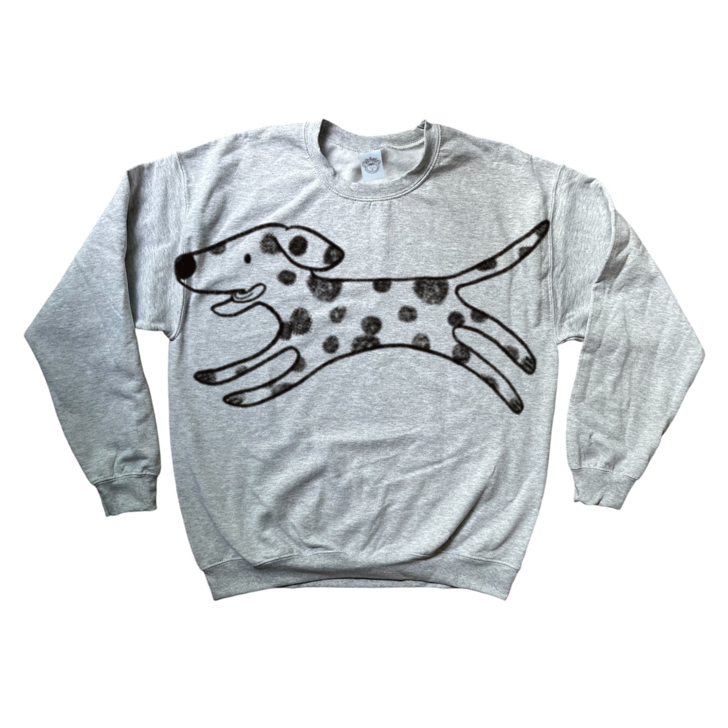 MEGA Polka dot dalmatian dog black on grey sweatshirt