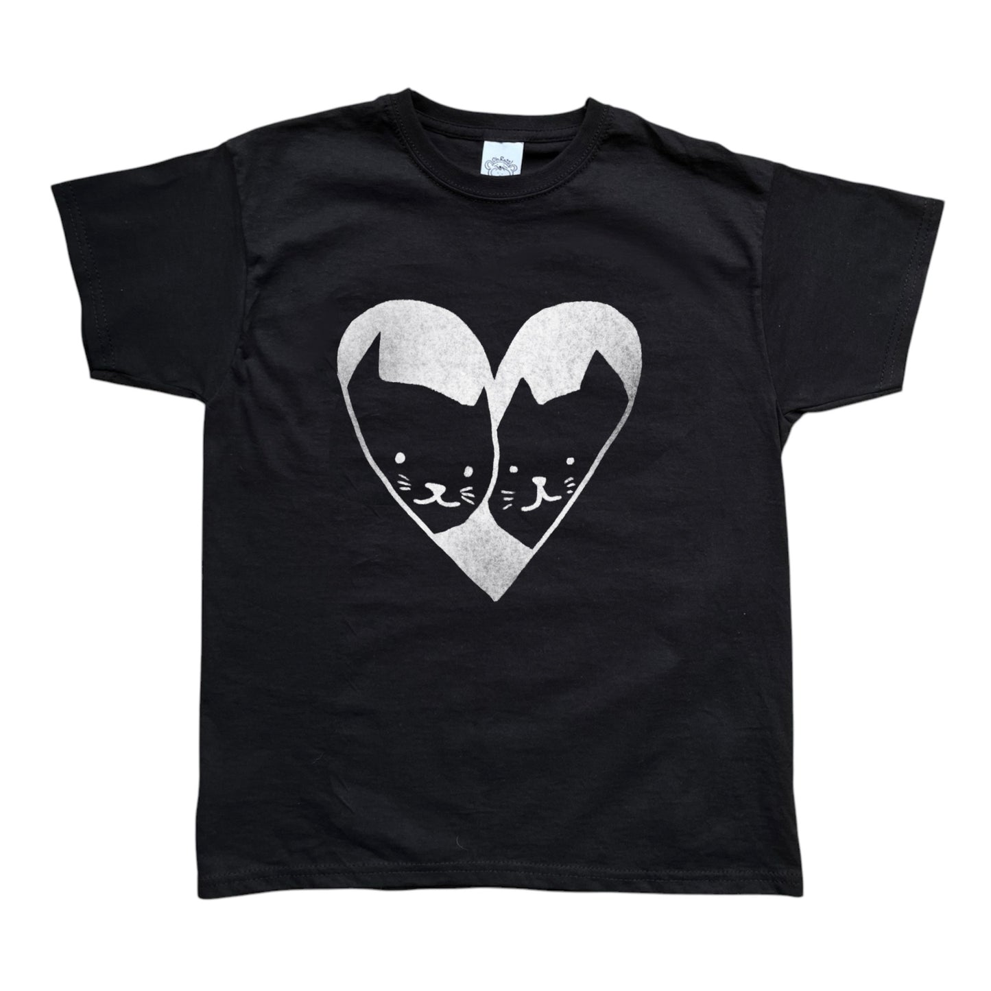 2 Cats in Love white on black Tee