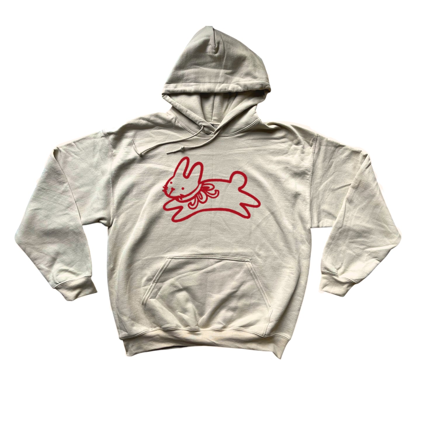 Bow bunny red on beige hoodie