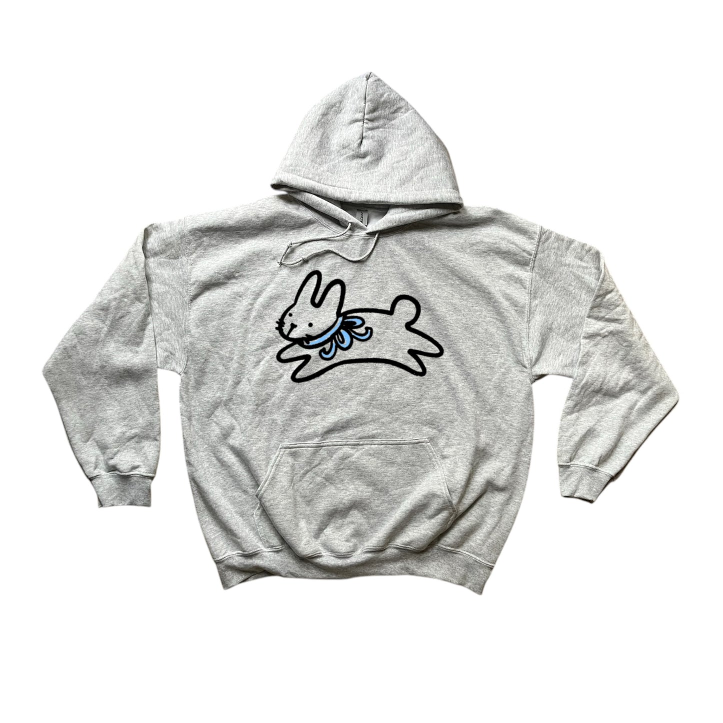 Bow bunny black on grey with navy detailing hoodie