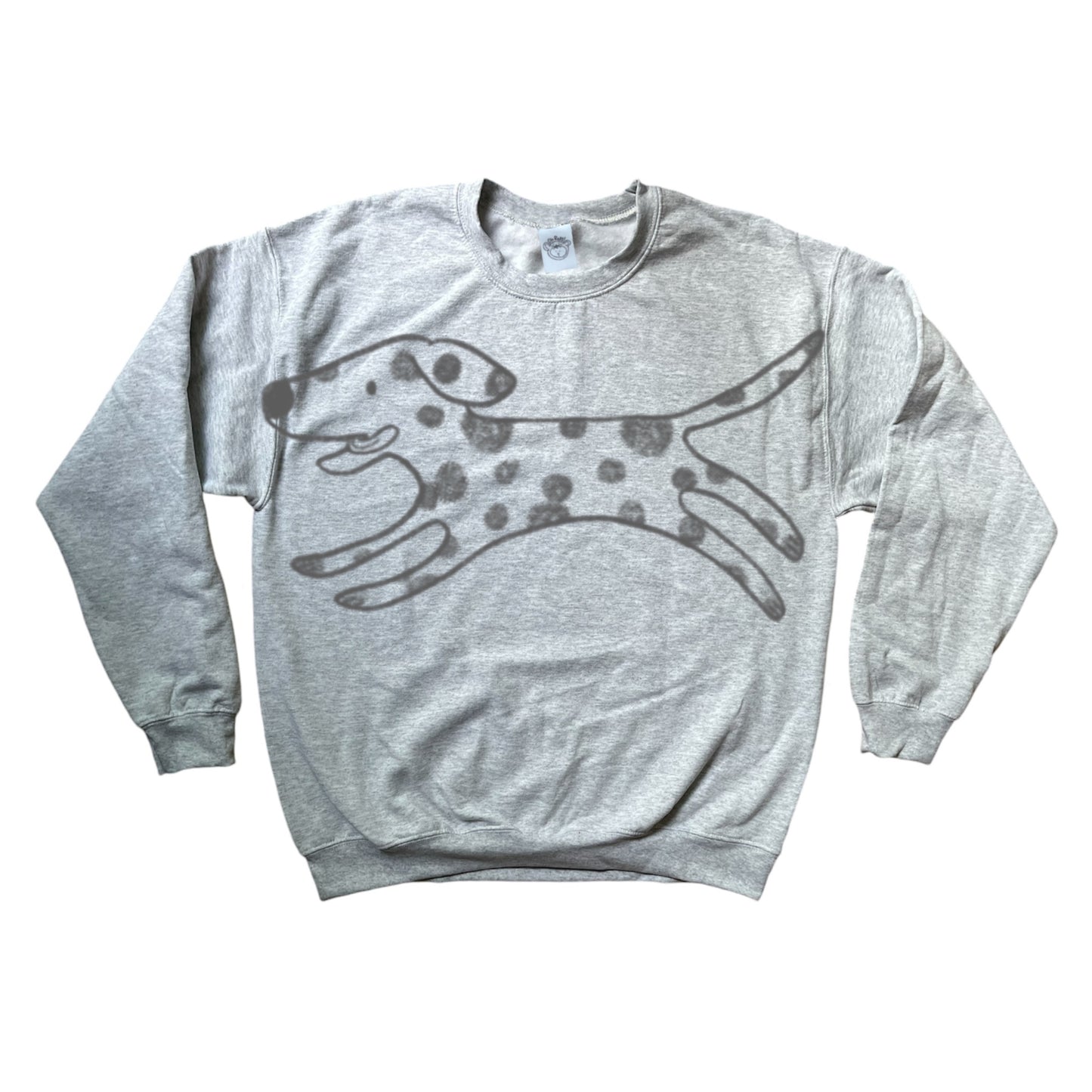 MEGA Polka dot dalmatian dog dark grey on grey sweatshirt