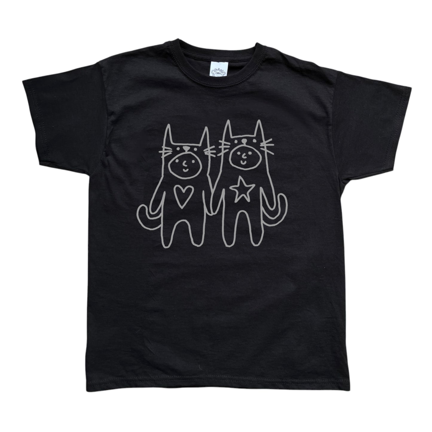 Two critters in love grey on black Tee
