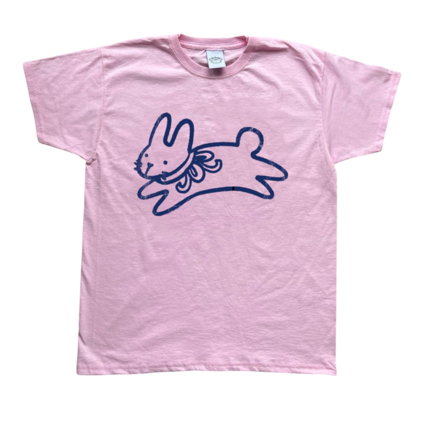 Bow bunny navy on pink Tee