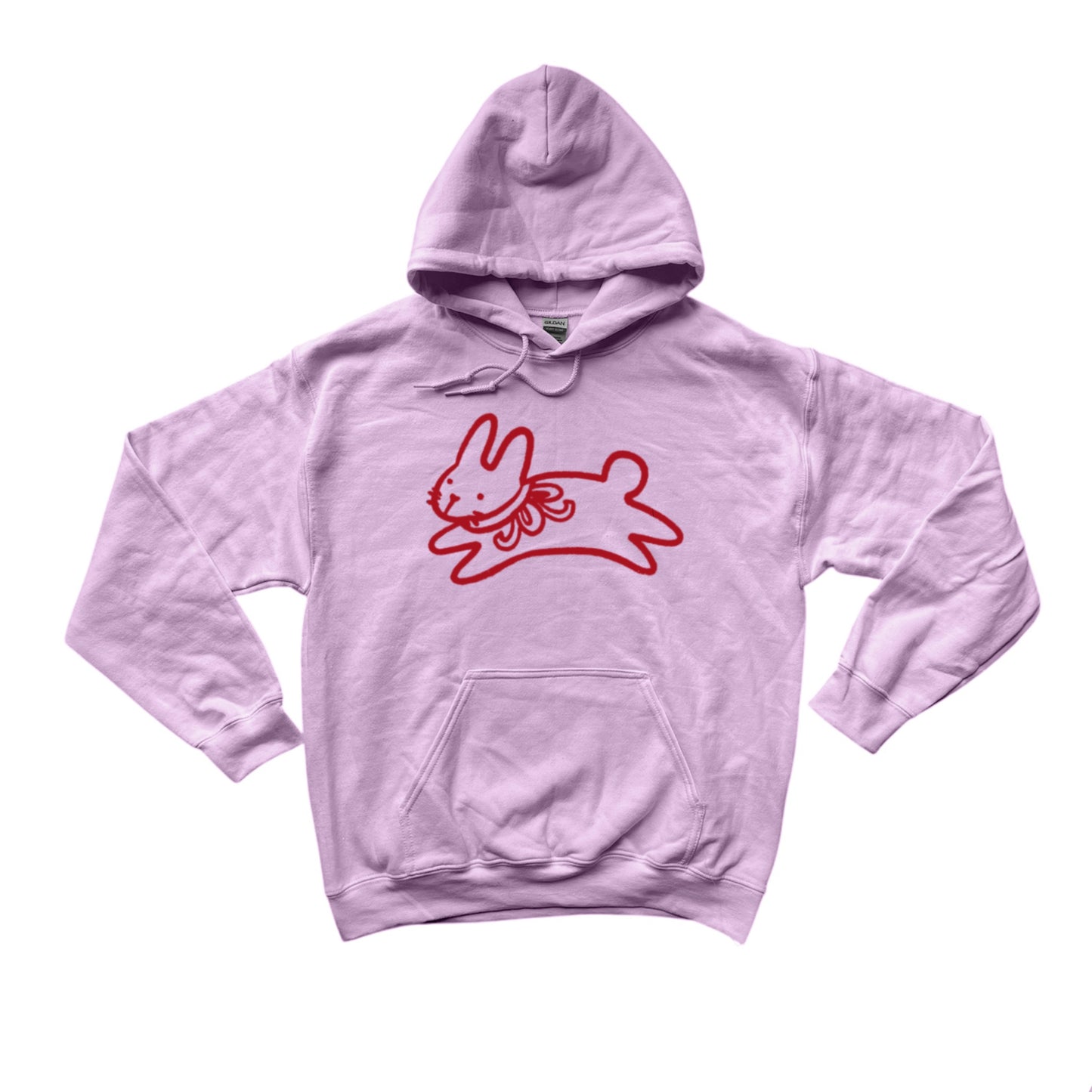 Bow bunny red on pink hoodie