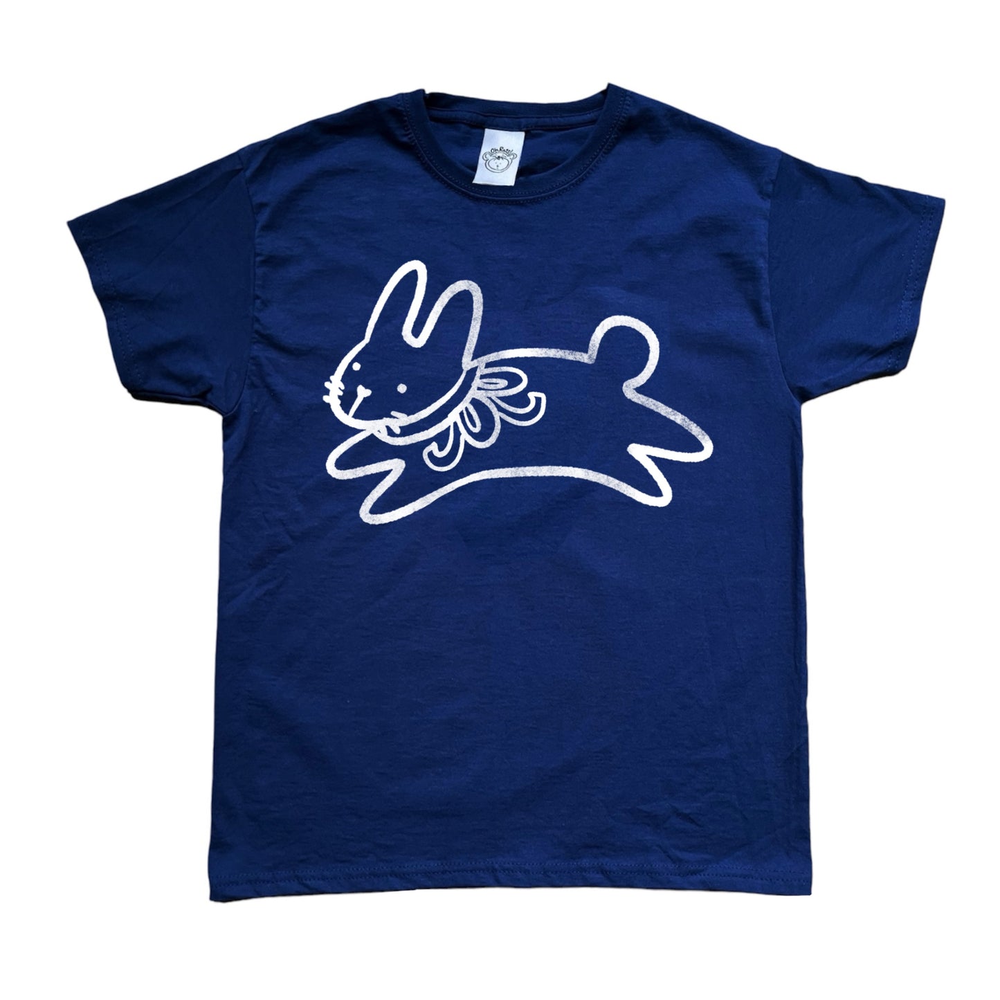 Bow bunny white on navy Tee