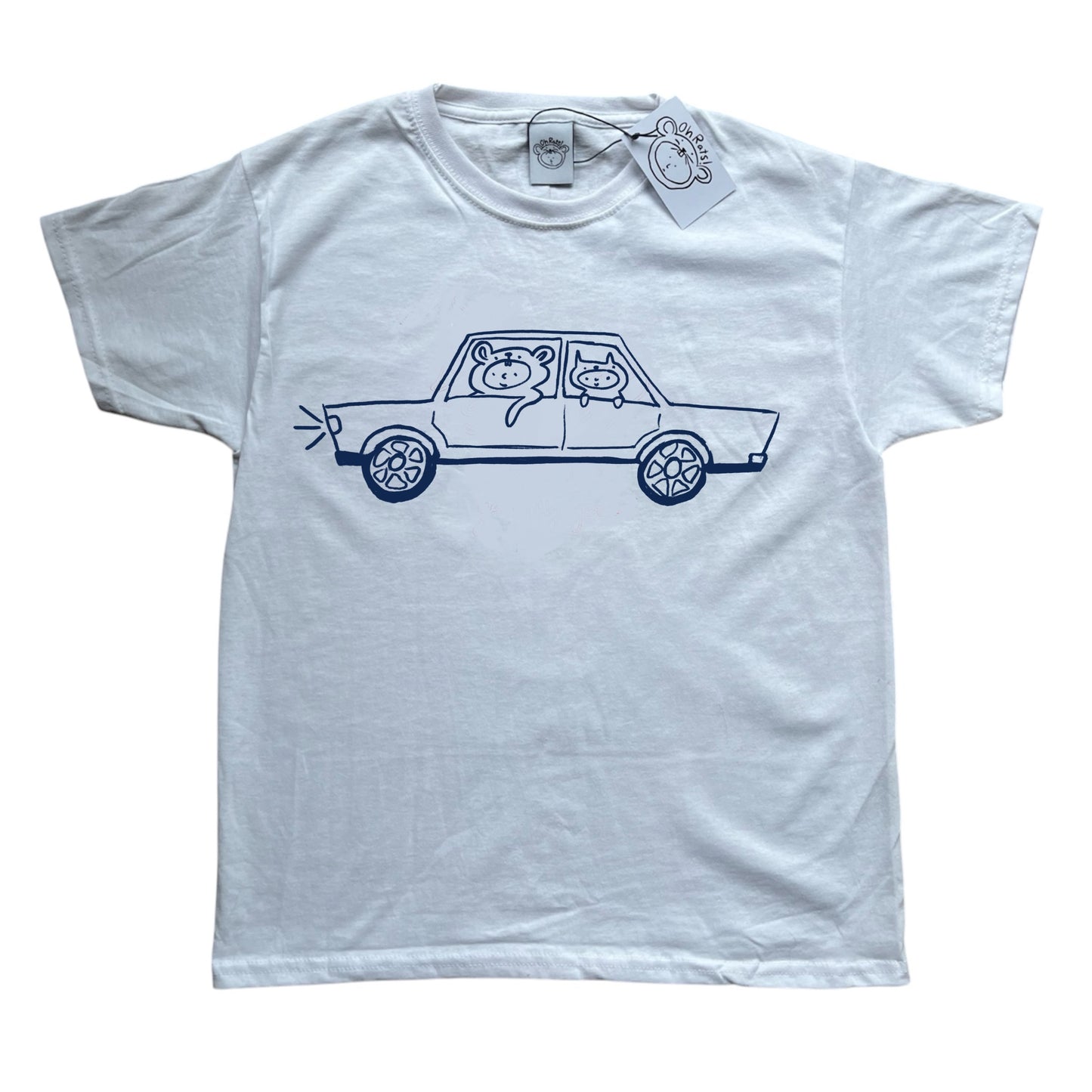 Navy on white critter road trip tee