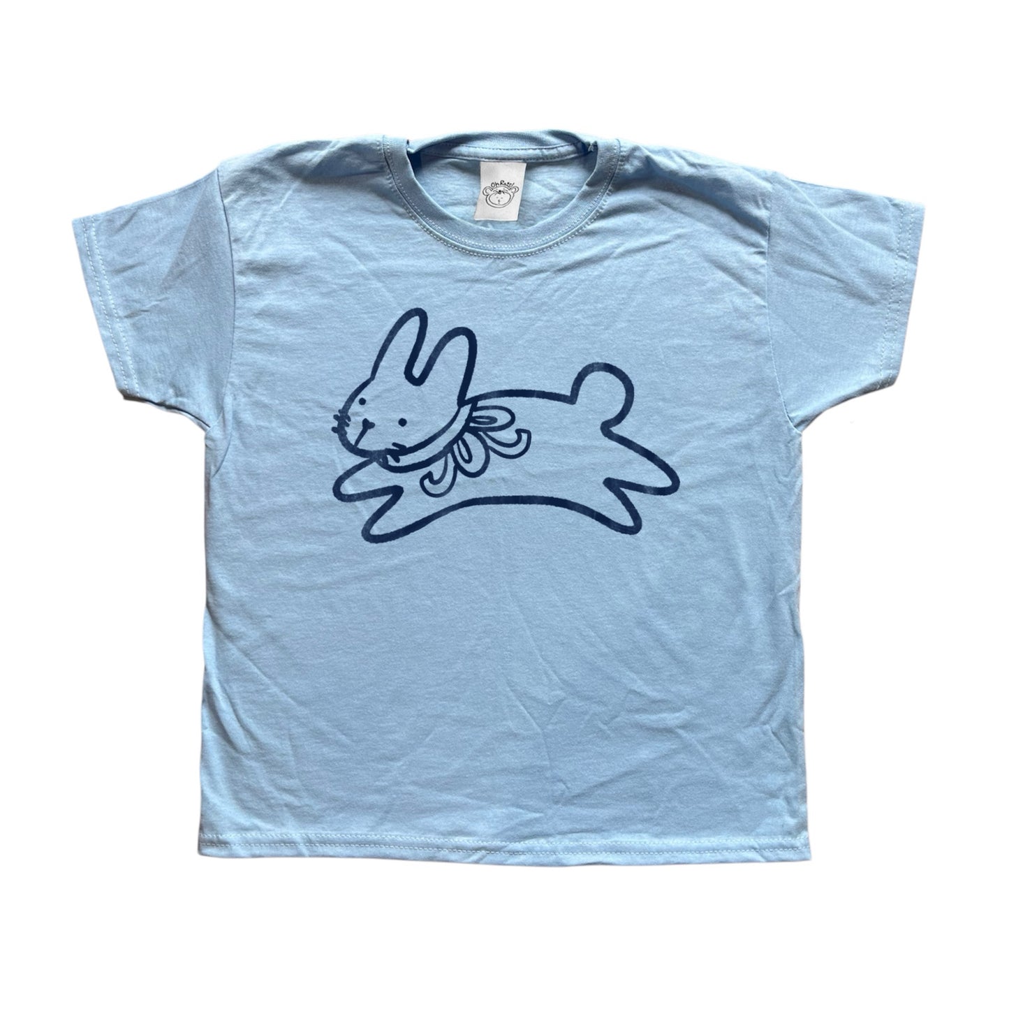 Bow bunny navy on light blue tee