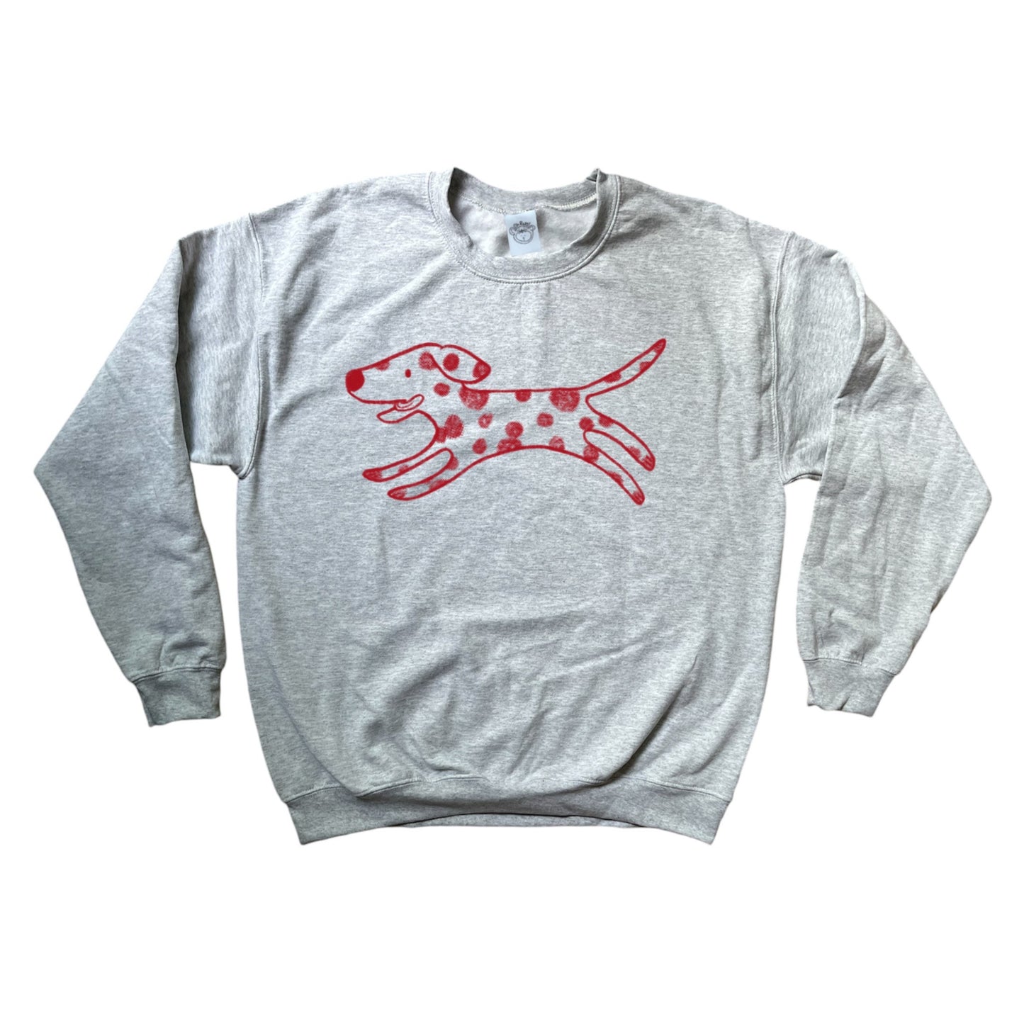 Polka dot dalmatian dog red on grey sweatshirt
