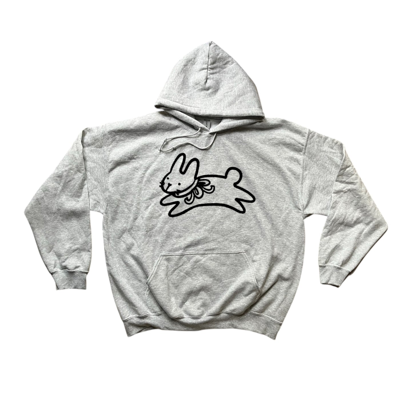 Bow bunny black on grey hoodie