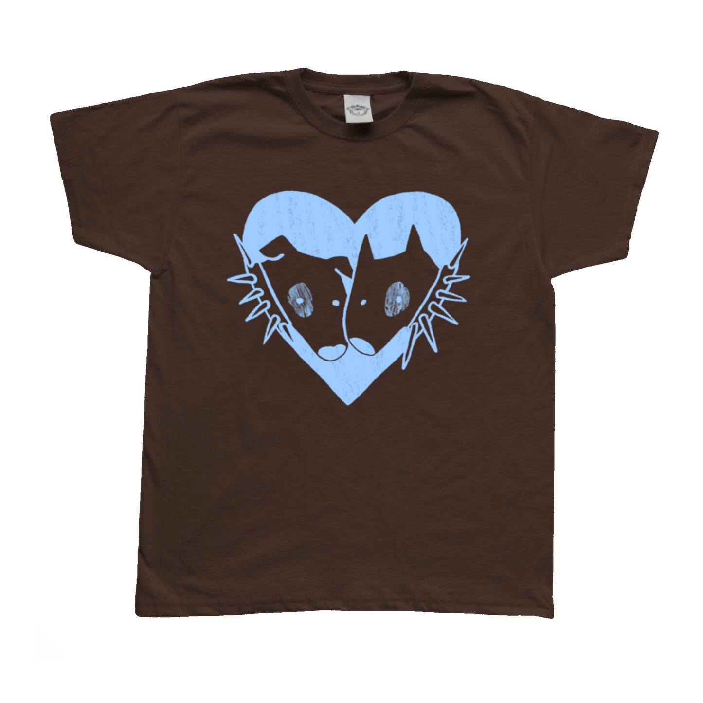 2 dogs in love light blue on brown Tee