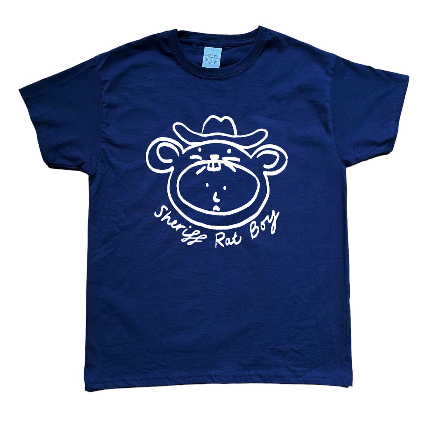 ‘Sheriff Rat Boy' White on Navy Baby Tee