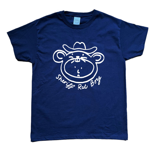 ‘Sheriff Rat Boy' White on Navy Baby Tee