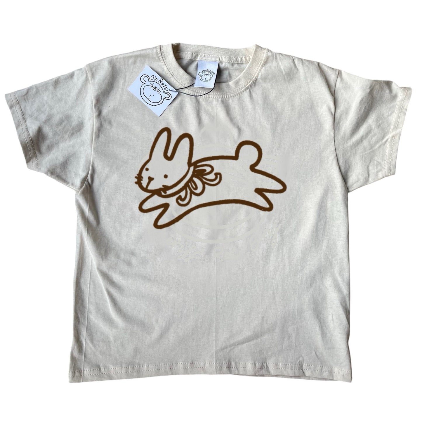Bow Bunny brown on beige Baby Tee