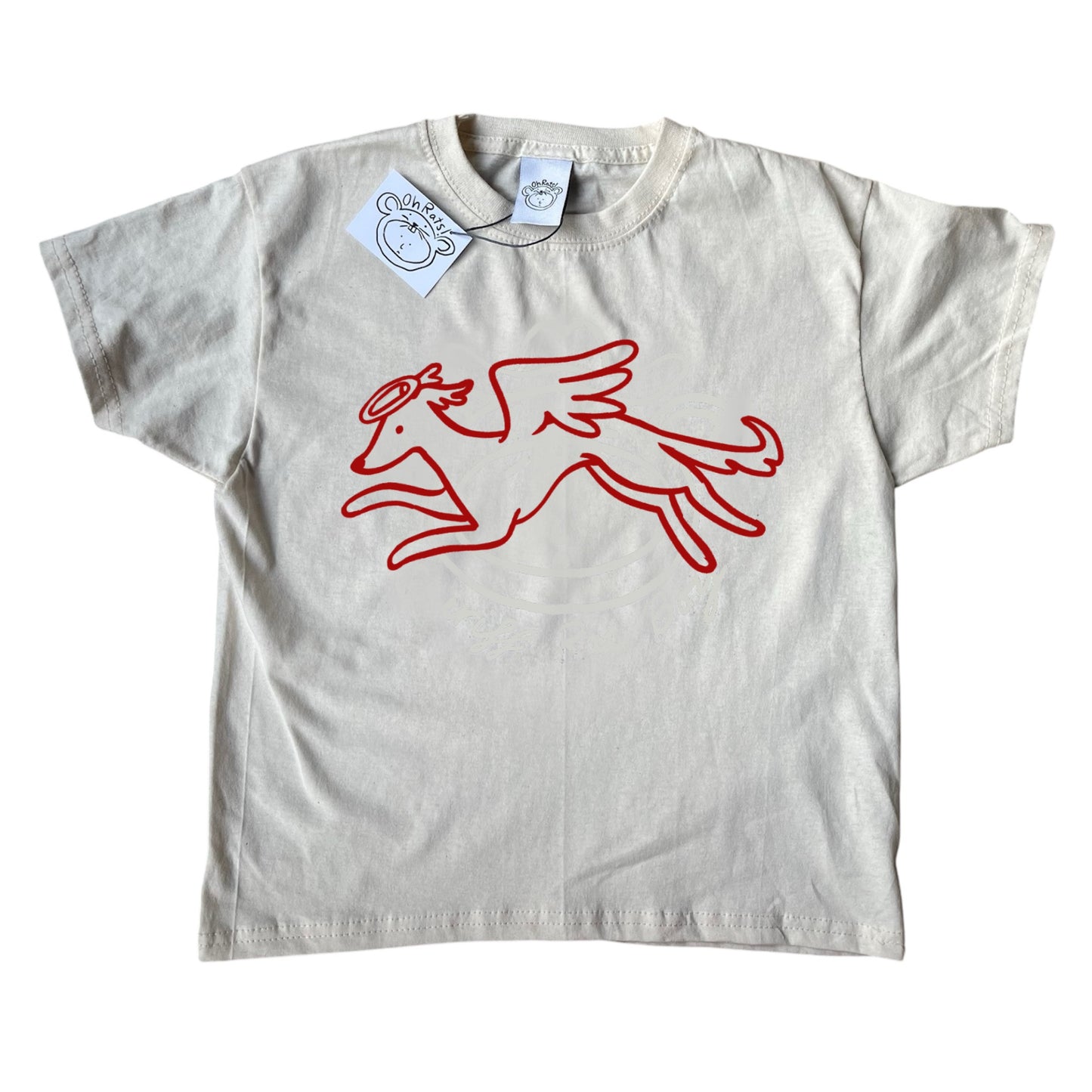 Heavenly Hound red on beige Tee