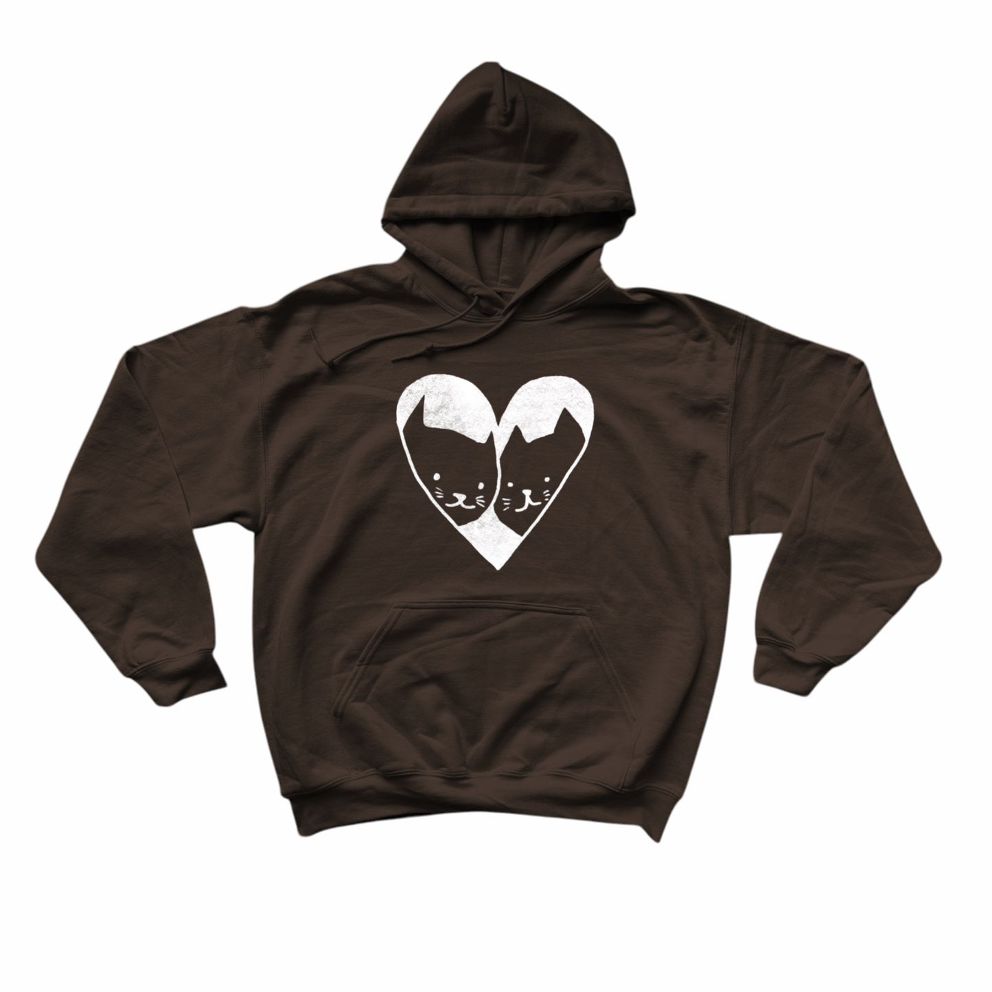2 cats in love brown hoodie