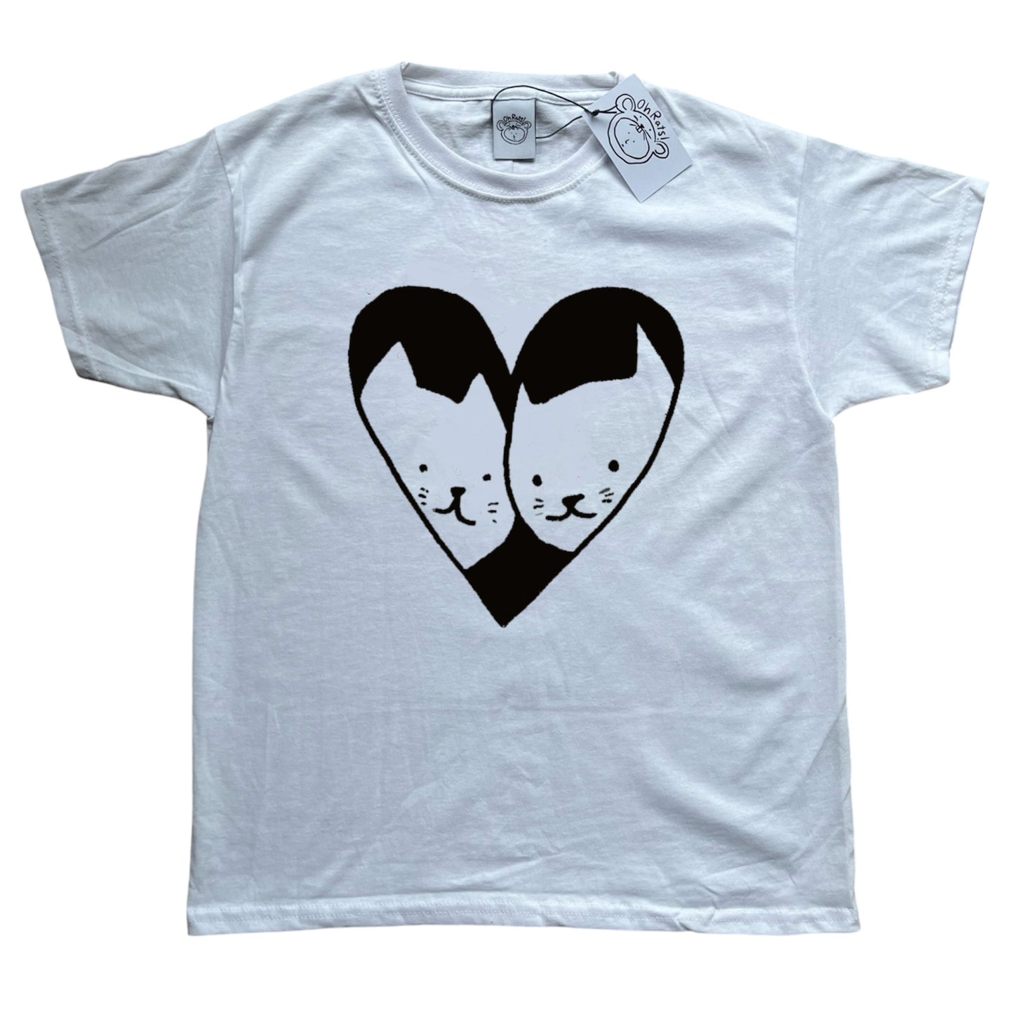 Black on White 2 Cats In love Baby Tee