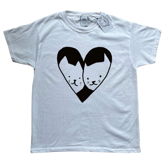 Black on White 2 Cats In love Baby Tee