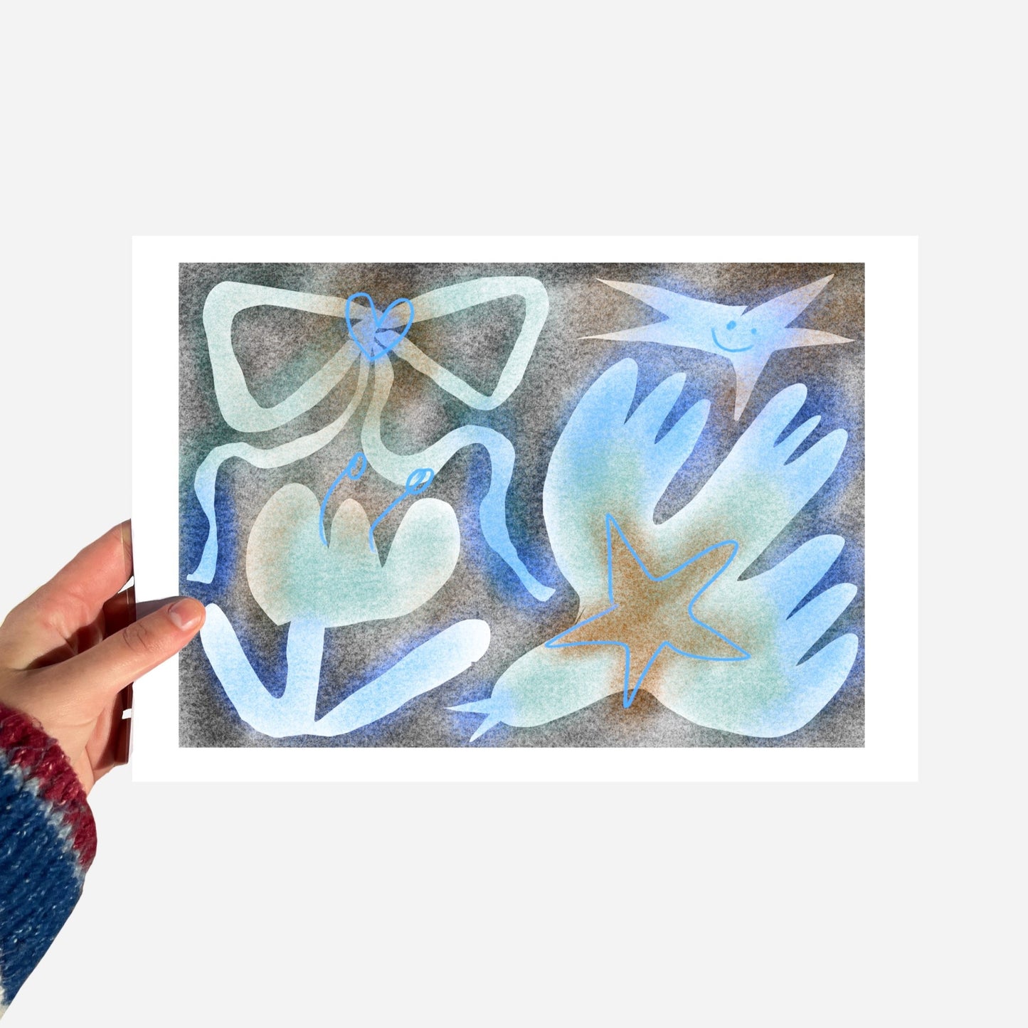 A5 Blue and Brown Lovely Things Print
