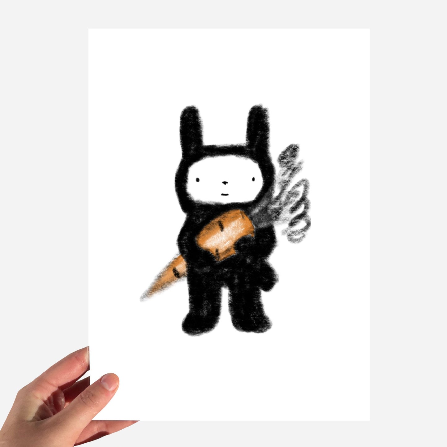 A5 Bunny and Carrot Critter Print