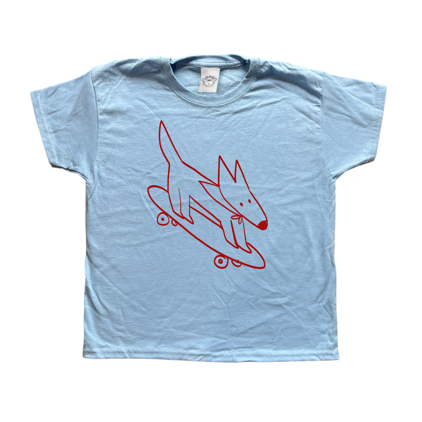 Skater dog baby blue tee