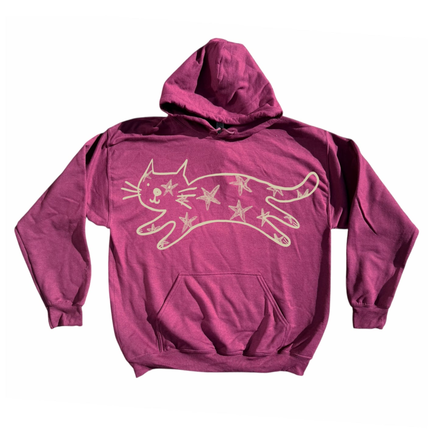 Mega Star Cat burgundy hoodie