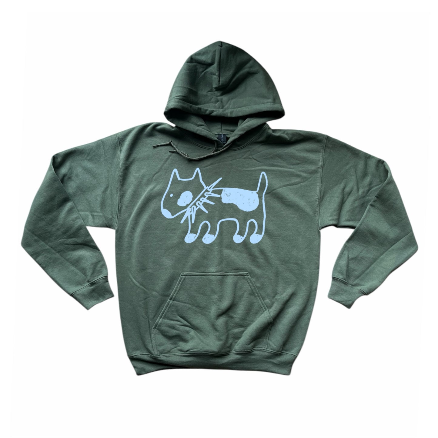 Spiky collar dog khaki hoodie