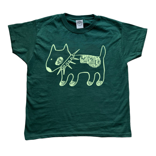 Spiky collar dog light green on forest green Baby Tee