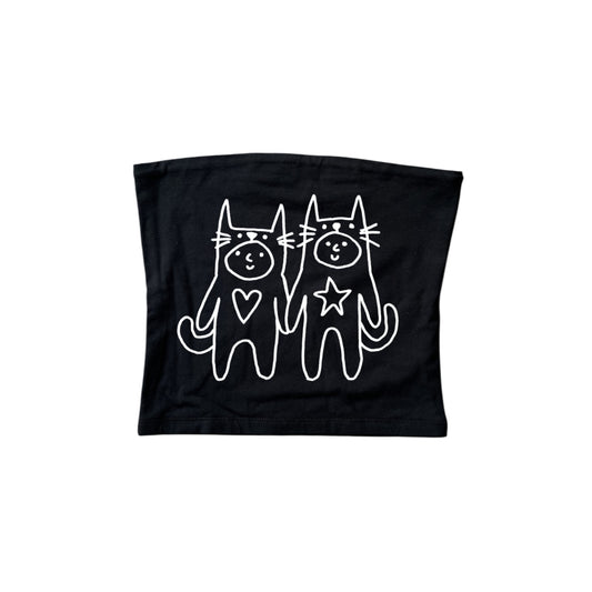 White on black 2 critters in love bandeau top