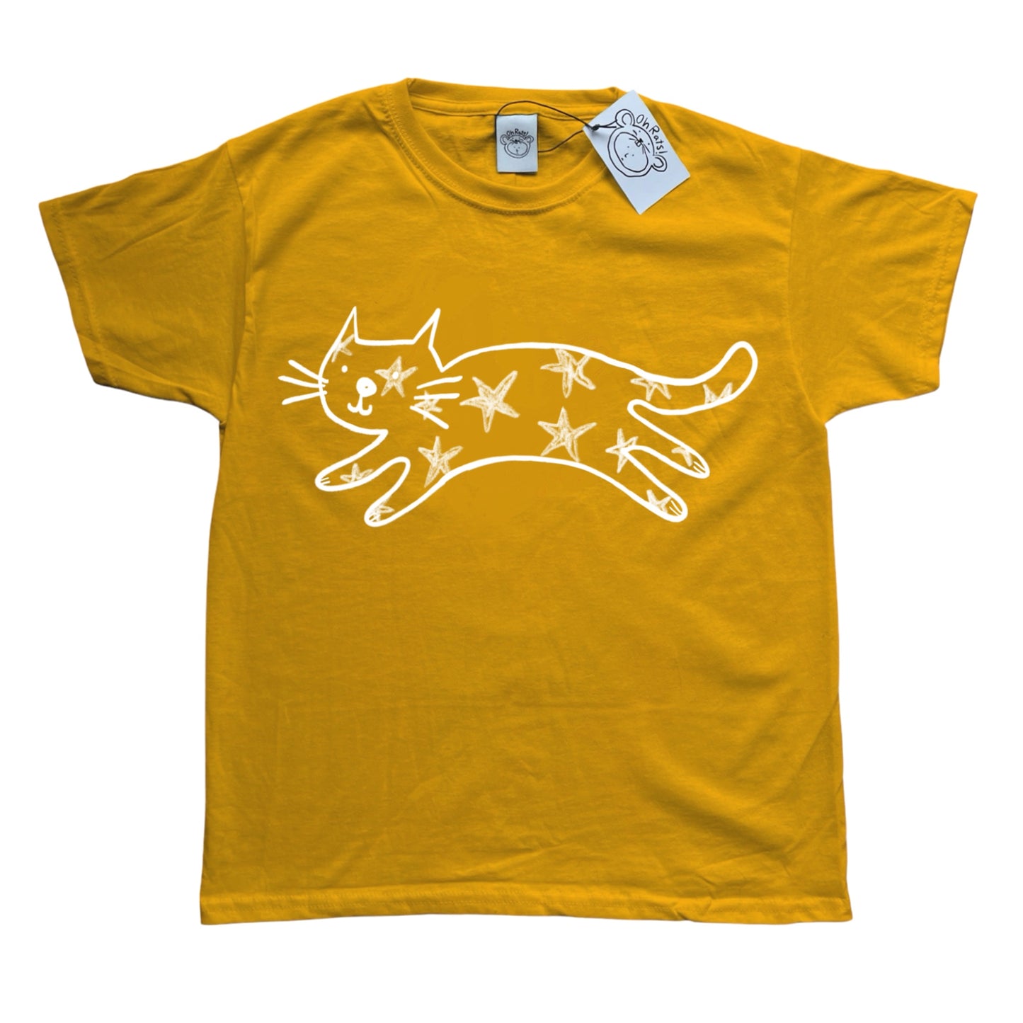 Starry cat yellow tee