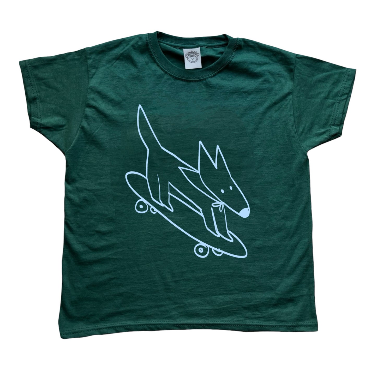 Skater dog light blue print Tee