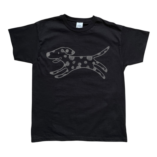 Polka dot dalmatian grey on black Tee