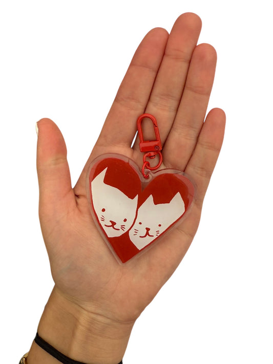2 Cats in Love key ring / bag charm