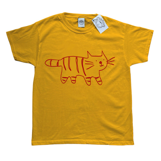 Tiger red on yellow Tee