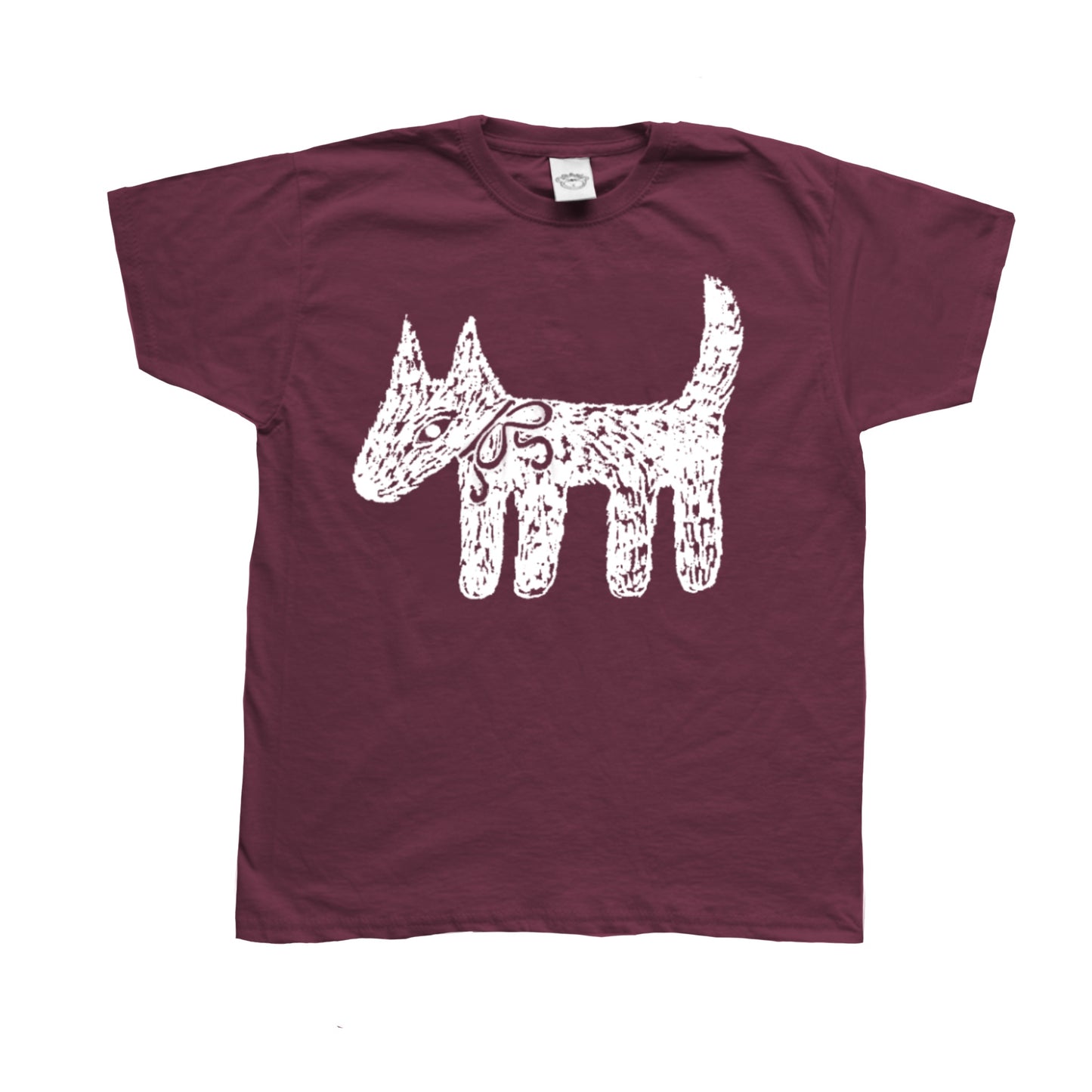 Scruffy bow dog burgundy tee