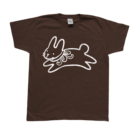 Bow bunny white on brown Tee