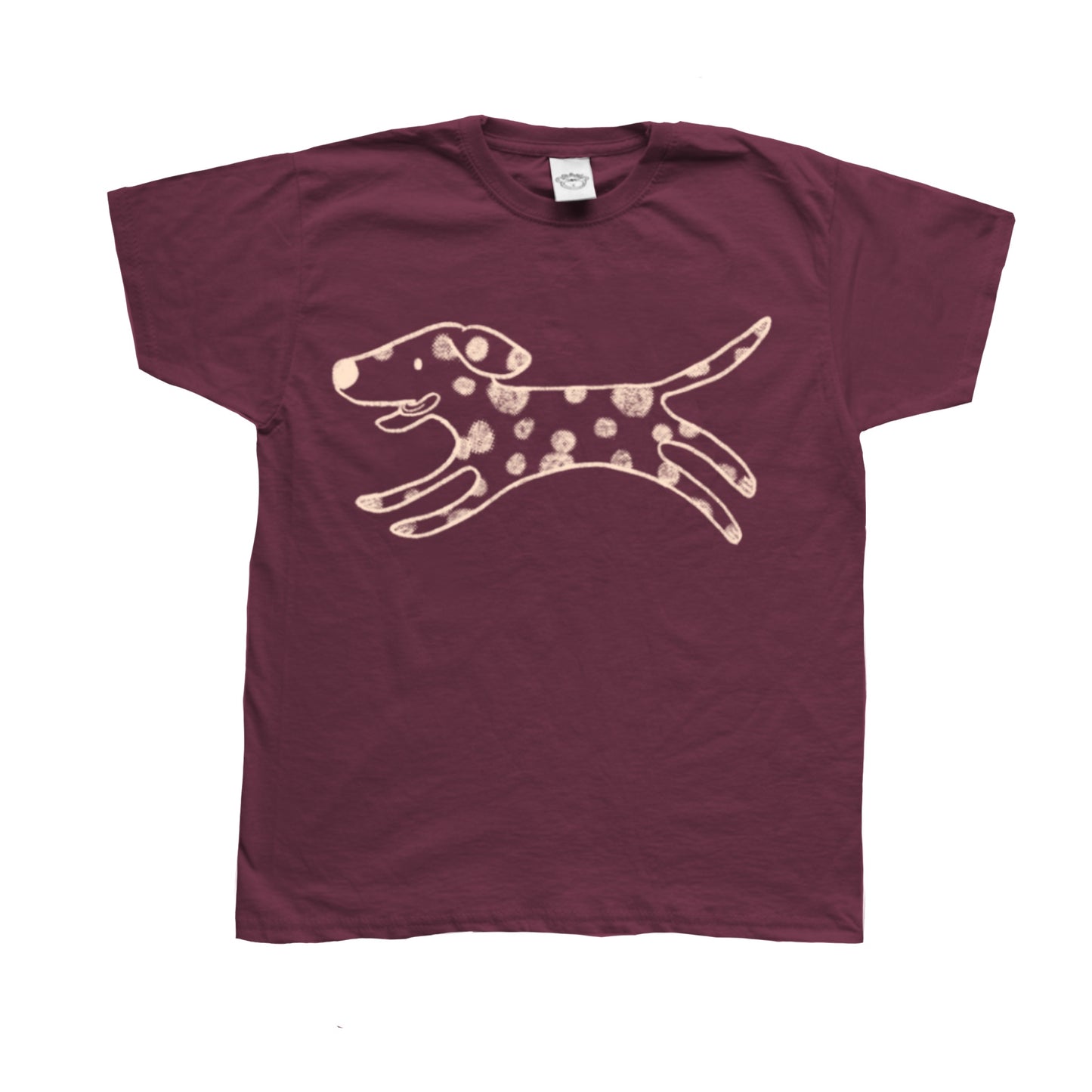 Polka dot Dalmatian burgundy tee