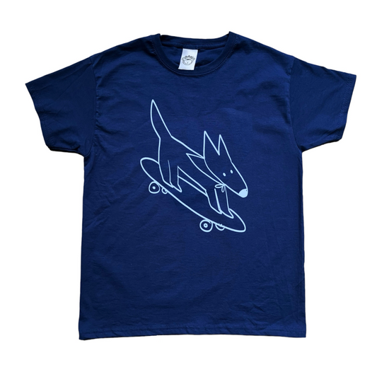 Skater dog navy tee