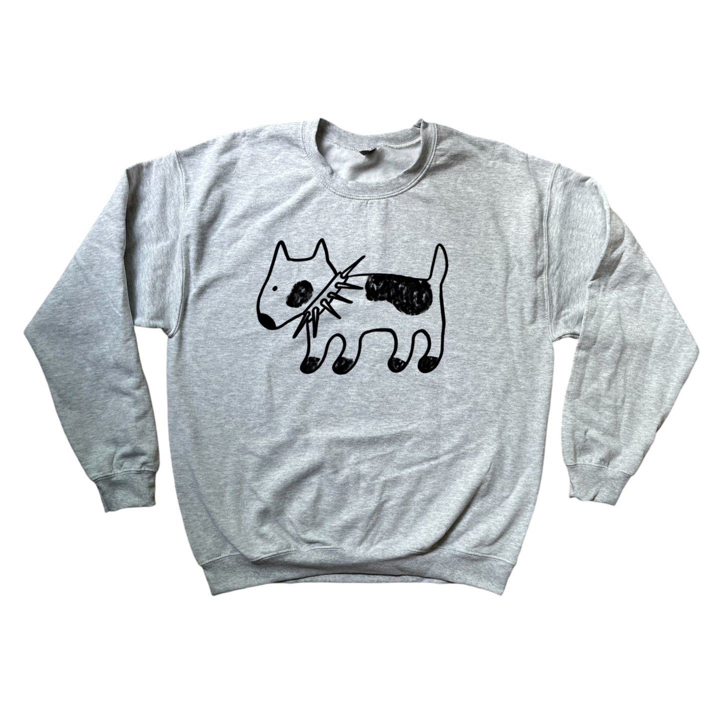 Spiky collar dog grey sweatshirt