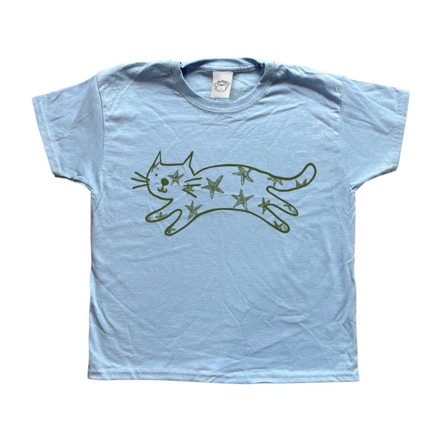 Starry cat baby blue tee