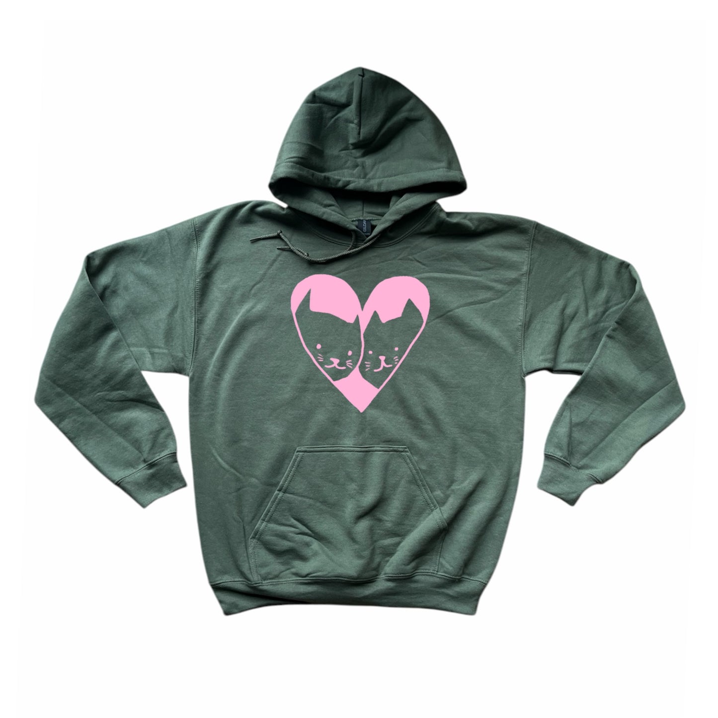 2 cats in love khaki hoodie