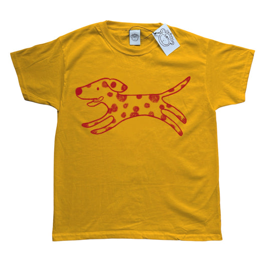 Polka dot dalmatian red on yellow Tee