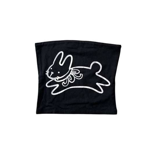 White on black bow bunny bandeau top