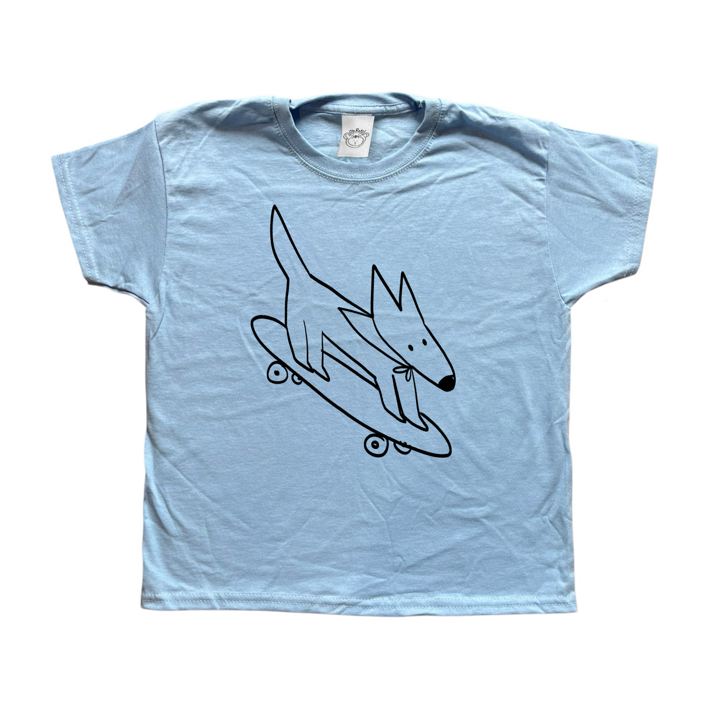 Skater dog baby blue tee