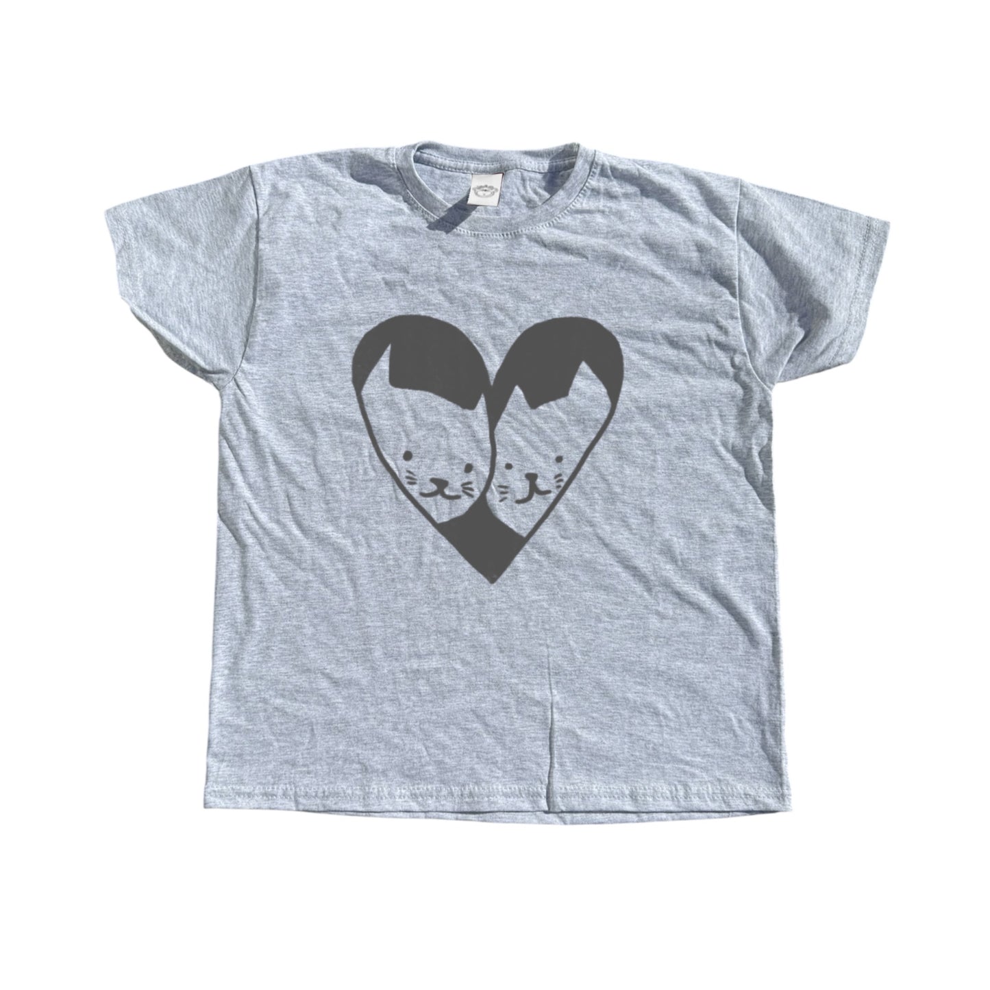 2 cats in love grey tee