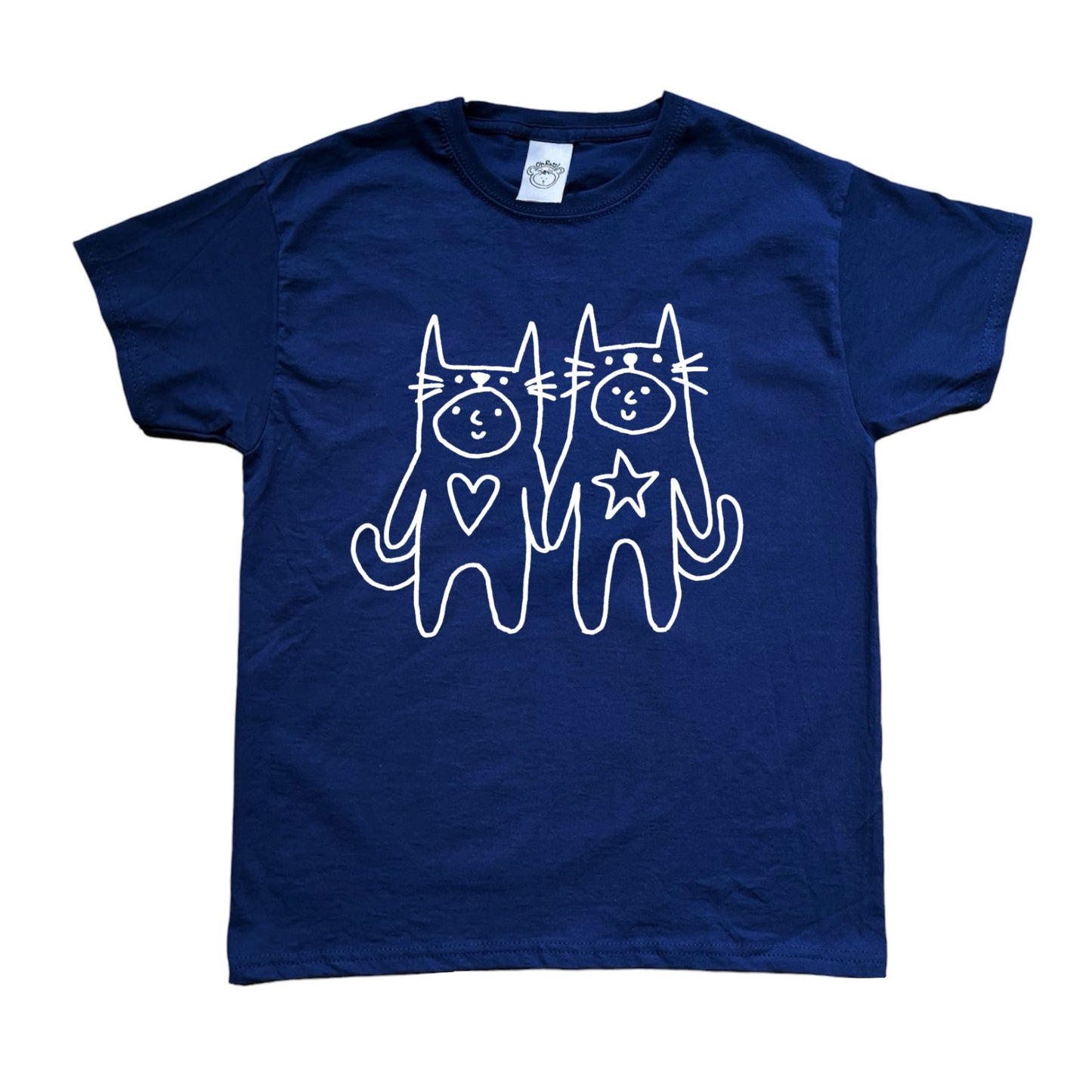 Two critters in love light white on navy Tee