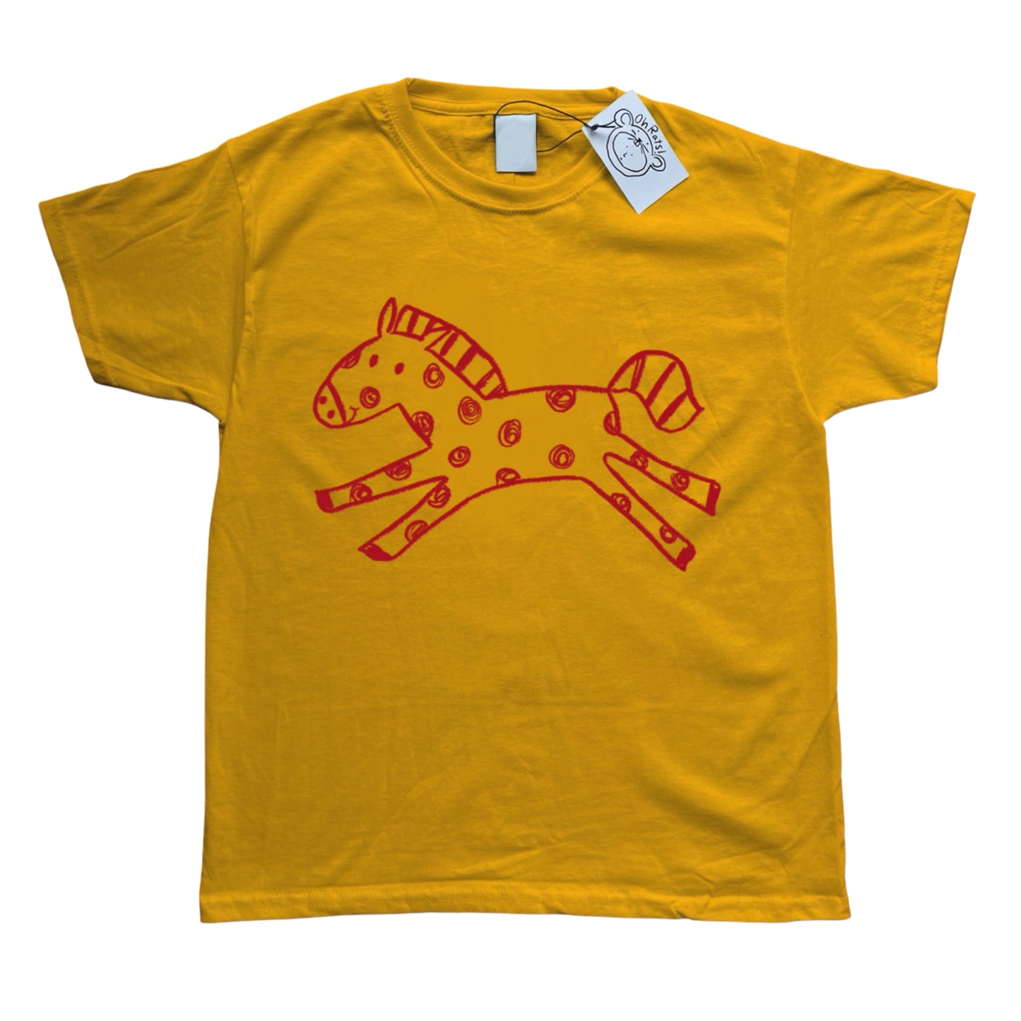Polka dot horse yellow tee
