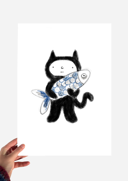 Cat with a fish print